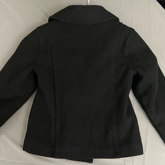 Girls or Boys Old Navy Peacoat Coat Jacket Small 6-7 Black Button Up Wool - Picture 2 of 6